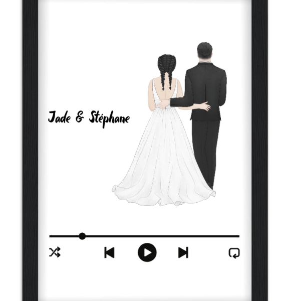 Affiche couple Musique de votre mariage — affiche encadrée personnalisée, imprimée en France