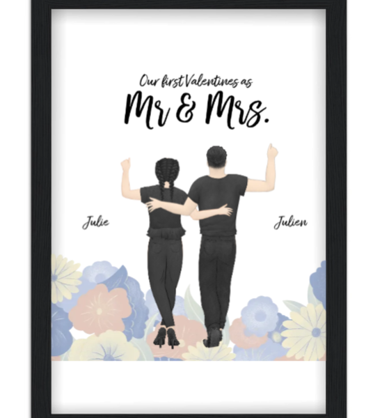 Affiche couple Saint Valentin Toi et moi — affiche encadrée personnalisée, imprimée en France