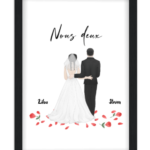 Affiche couple Vive les mariés ! — affiche encadrée personnalisée, imprimée en France