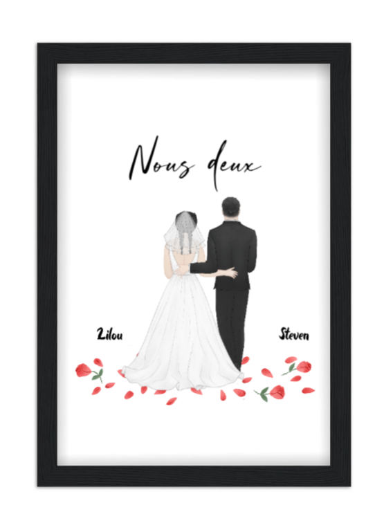 Affiche couple - Vive les mariés ! Affiche couple Vive les mariés ! — affiche encadrée personnalisée, imprimée en France