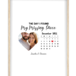 Affiche couple calendrier Saint Valentin — affiche encadrée personnalisée, imprimée en France