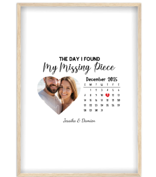Affiche couple calendrier Saint Valentin — affiche encadrée personnalisée, imprimée en France