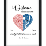 Affiche couple et distance Double carte — affiche encadrée personnalisée, imprimée en France