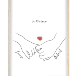 Affiche couple line art Mains enlassées — affiche encadrée personnalisée, imprimée en France