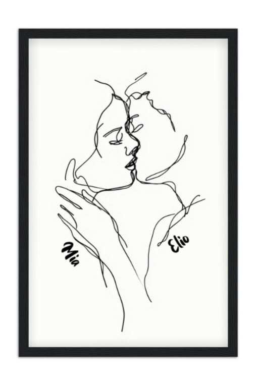 Affiche line art - Couple s’embrassant Affiche line art Couple s’embrassant — affiche encadrée personnalisée, imprimée en France