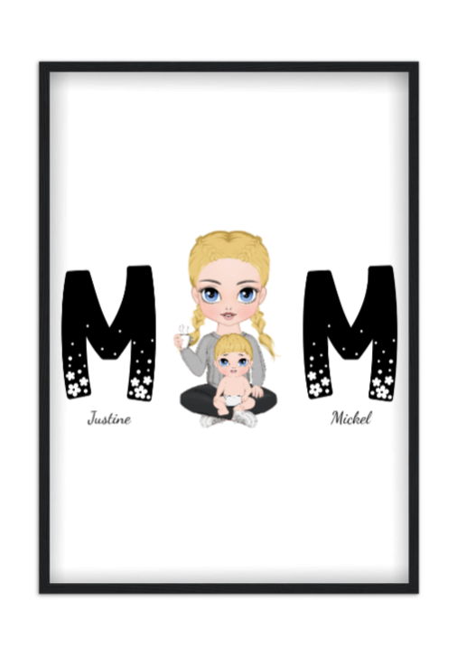 Affiche maman et bébé - Meilleure maman du monde Affiche maman et bébé Meilleure maman du monde — affiche encadrée personnalisée, imprimée en France