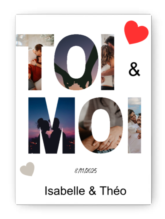 Privé - Premium Matte Paper Poster Affiche couple personnalisable Toi et moi — affiche encadrée personnalisée, imprimée en France
