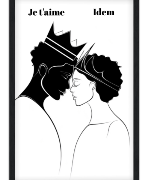 Affiche couple Mon roi ma reine — affiche encadrée personnalisée, imprimée en France