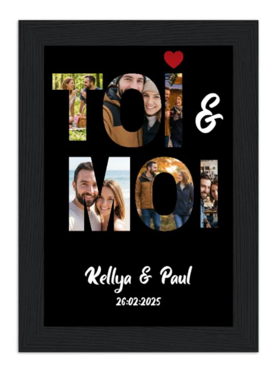 Affiche couple amoureux - Toi et moi version noir Affiche couple amoureux Toi et moi version noir — affiche encadrée personnalisée, imprimée en France