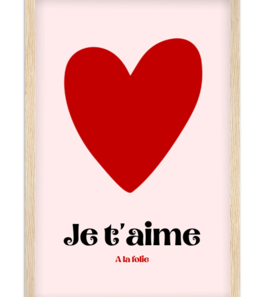 Affiche couple gros coeur A la folie — affiche encadrée personnalisée, imprimée en France