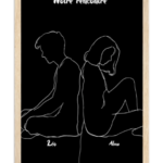 Affiche couple line art Alter ego — affiche encadrée personnalisée, imprimée en France