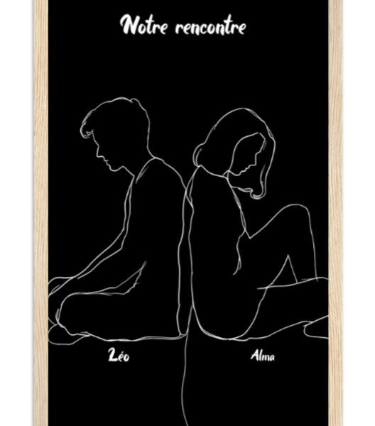 Affiche couple line art Alter ego — affiche encadrée personnalisée, imprimée en France