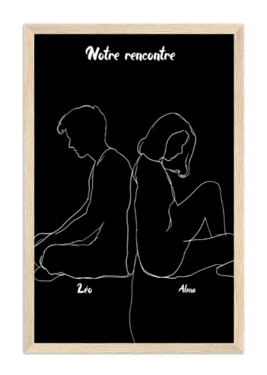 Affiche couple line art - Alter ego Affiche couple line art Alter ego — affiche encadrée personnalisée, imprimée en France