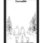 Affiche couple line art Balade main dans la main — affiche encadrée personnalisée, imprimée en France