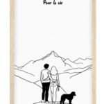 Affiche couple line art La famille chien — affiche encadrée personnalisée, imprimée en France