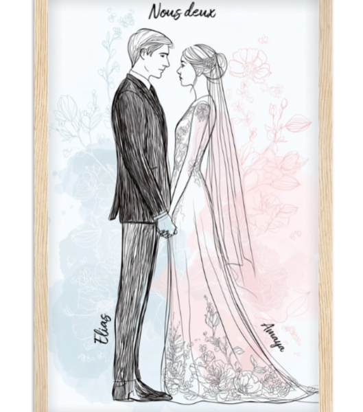 Affiche mariage L&rsquo;amour — affiche encadrée personnalisée, imprimée en France