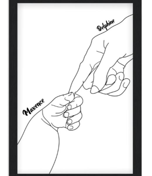 Affiche naissance line art Bébé et moi — affiche encadrée personnalisée, imprimée en France