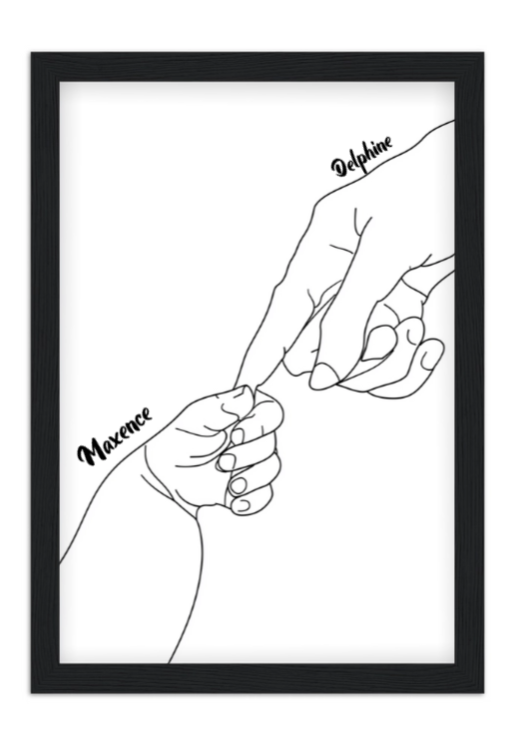 Affiche naissance line art - Bébé et moi Affiche naissance line art Bébé et moi — affiche encadrée personnalisée, imprimée en France